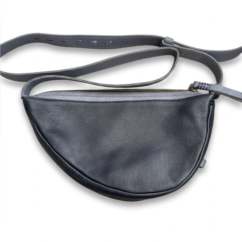 The Sak Tess Pebbled Leather Crescent Sling Bag - Indigo Block Navy Blue
